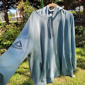 Reebok 3XL Mens Hooded Sweatshirt Black Triangle Logo Gaiter Neck Seafoam Green